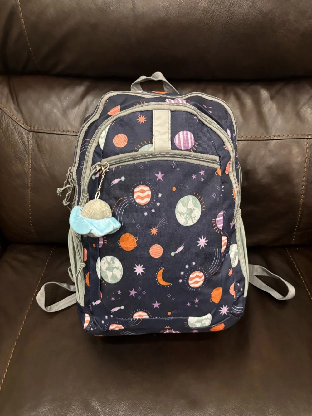 New without tags Cat & Jack Navy Space-Print Kids Backpack with Planet Charm